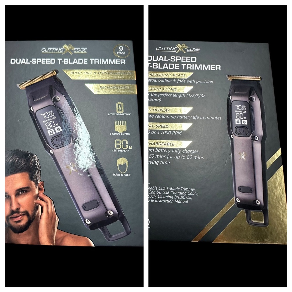 9-piece Cutting Edge Rechargeable Dual-Speed LCD T-Blade Electric Shaver (NEW)